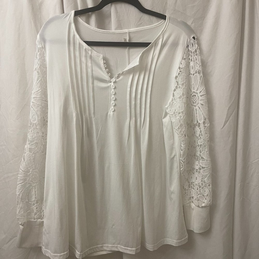 White Flowy Lace Sleeved Top